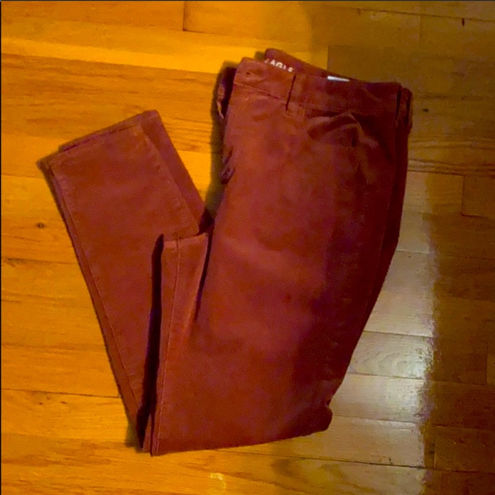 Burnt orange corduroy jeggings